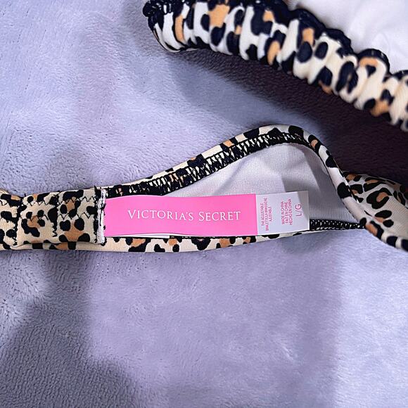 VICTORIAS SECRET Swim Adjustable Bralette Bikini Top Brown Leopard Women Large - Picture 4 of 5